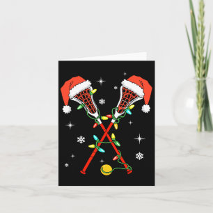 Lacrosse Player Julafton Ljus Santa Hat Lacrosse C Kort
