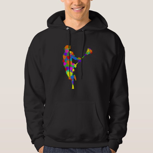 Lacrosse Player Kids Boys Youth Hoodie (Framsida)
