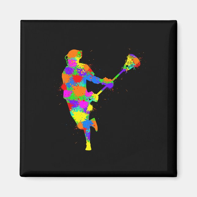 Lacrosse Player Kids Boys Youth Magnet (Framsidan)