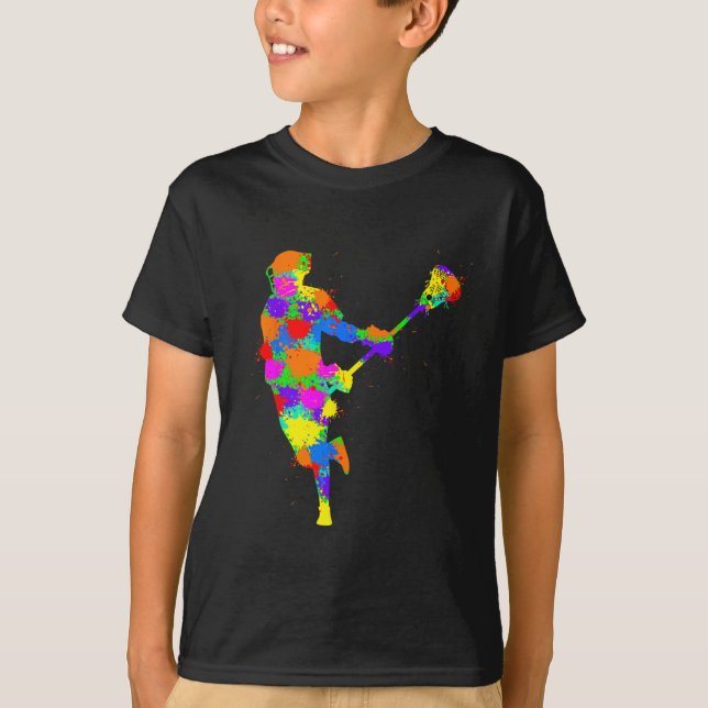 Lacrosse Player Kids Boys Youth T Shirt (Framsida)