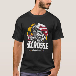 Lacrosse Player Maryland Flagga Lax Retro T Shirt