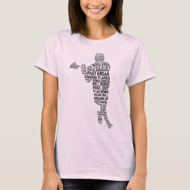 Lacrosse Player Ord Art T-Shirt (Framsida)