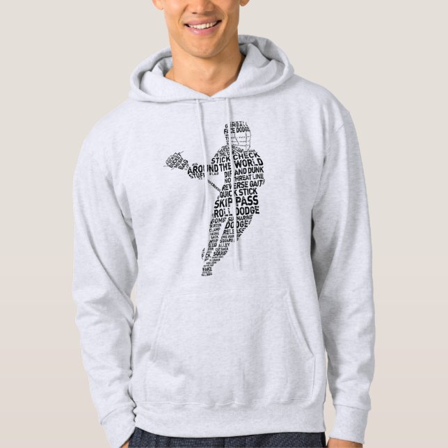 Lacrosse Player Ord Art Wordle Hoodie (Framsida)
