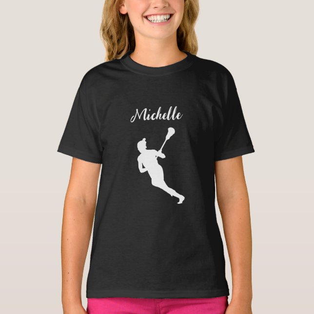 Lacrosse Player Personlig Namn T Shirt (Framsida)
