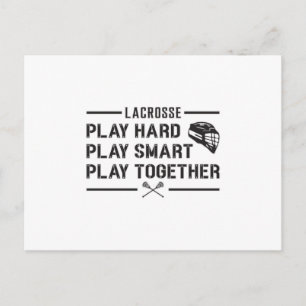 Lacrosse Player Play Smart Team Gift Vykort