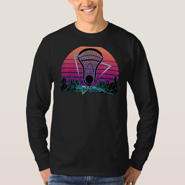 Lacrosse Player Retro Lax T Shirt (Framsida)