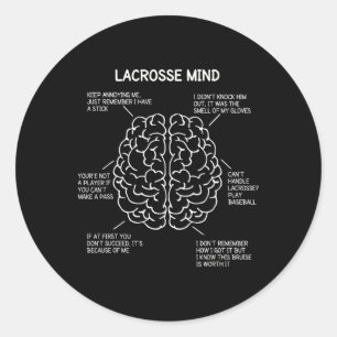 Lacrosse Player Tänka Ord Brain Funny Christma Runt Klistermärke