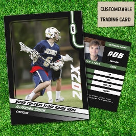Lacrosse Player Trading Card in Black Grönt