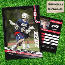 Lacrosse Player Trading Card in Black Red