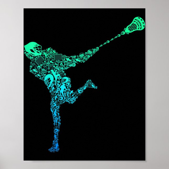 Lacrosse Player Youth Manar Kids Boys Poster (Framsidan)