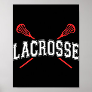 Lacrosse Red Crossed Sticks for Youth or vuxen Poster