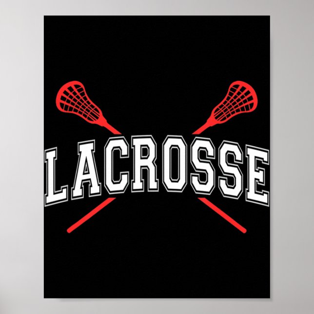 Lacrosse Red Crossed Sticks for Youth or vuxen Poster (Framsidan)