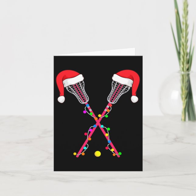 Lacrosse Santa Hat jul Ljus Funny Sport Xm Kort (Framsida)