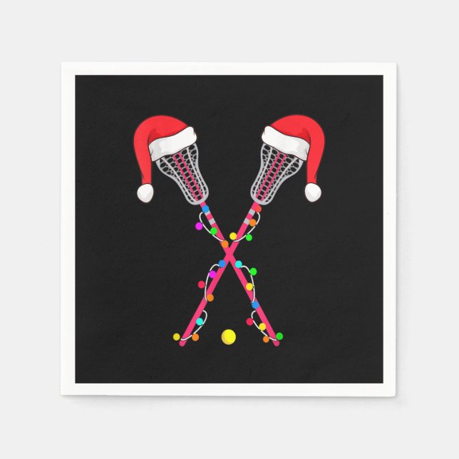 Lacrosse Santa Hat jul Ljus Funny Sport Xm Pappersservett (Framsidan)