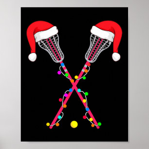 Lacrosse Santa Hat jul Ljus Funny Sport Xm Poster