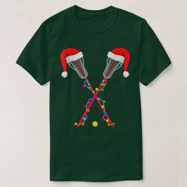 Lacrosse Santa Hat jul Ljus Funny Sport Xm T Shirt (Design framsida)