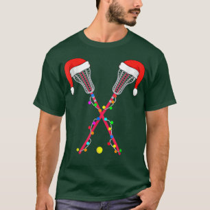 Lacrosse Santa Hat jul Ljus Funny Sport Xm T Shirt