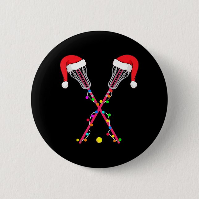 Lacrosse Santa Hat jul Ljus Roligt Sport Julafton Knapp (Framsida)