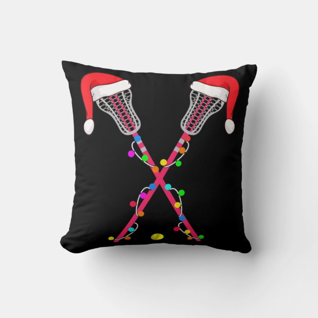 Lacrosse Santa Hat jul Ljus Roligt Sport Julafton Kudde (Framsida)