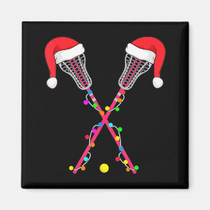 Lacrosse Santa Hat jul Ljus Roligt Sport Julafton Magnet