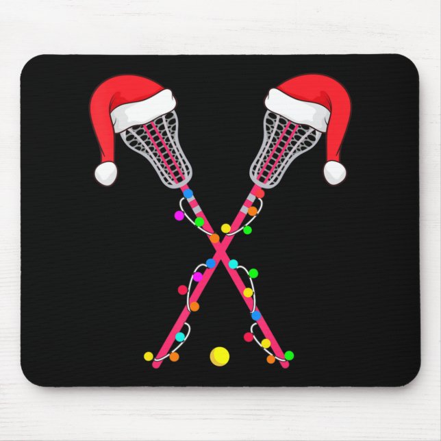 Lacrosse Santa Hat jul Ljus Roligt Sport Julafton Musmatta (Framsidan)