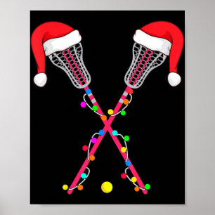 Lacrosse Santa Hat jul Ljus Roligt Sport Julafton Poster