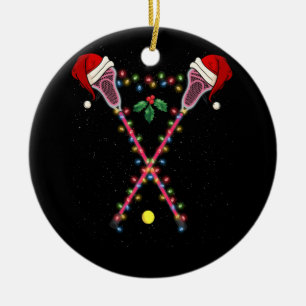 Lacrosse Santa Hat jul Ljus Sport Julgransprydnad Keramik