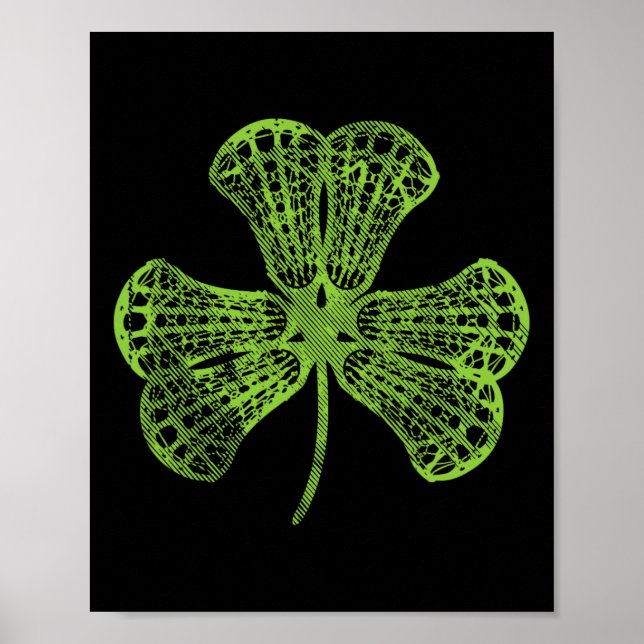 Lacrosse Shamrock Clover St Patricks Day Spelare C Poster (Framsidan)