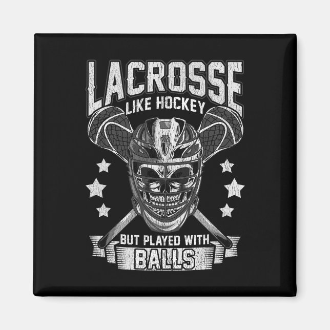 Lacrosse som Hockey men spelade med Lax Player Gi Magnet (Framsidan)