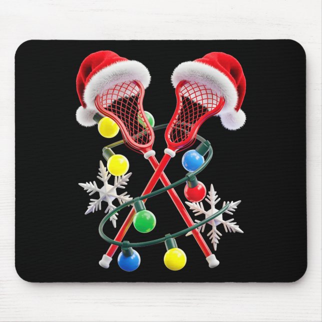 Lacrosse-spelare julbelysning tomtehatt Crosse  Musmatta (Framsidan)