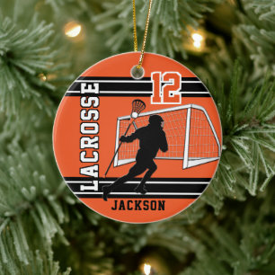 Lacrosse 🥍 Sport - Orange Julgransprydnad Keramik