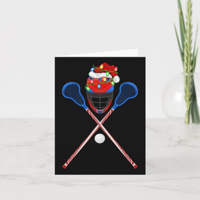 Lacrosse Sports Älskare Julafton Santa Hat Lacross Kort (Framsida)