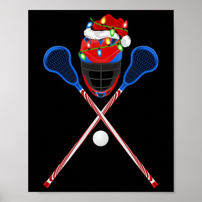 Lacrosse Sports Älskare Julafton Santa Hat Lacross Poster (Framsidan)