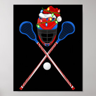 Lacrosse Sports Älskare Julafton Santa Hat Lacross Poster