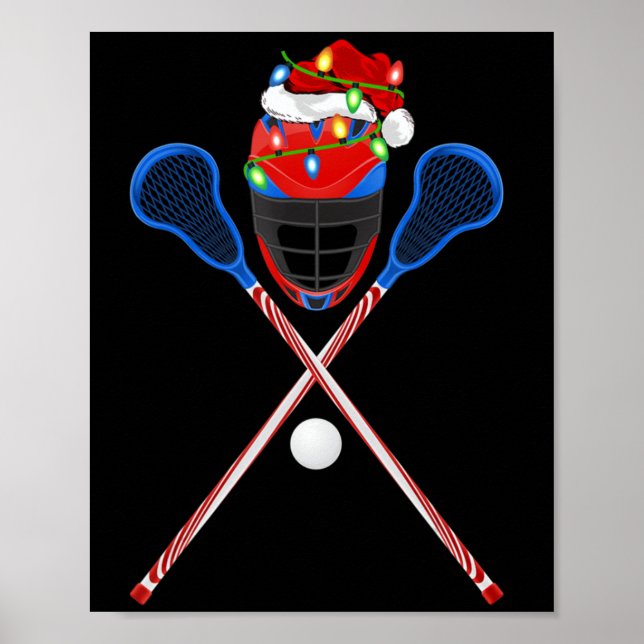 Lacrosse Sports Älskare Julafton Santa Hat Lacross Poster (Framsidan)