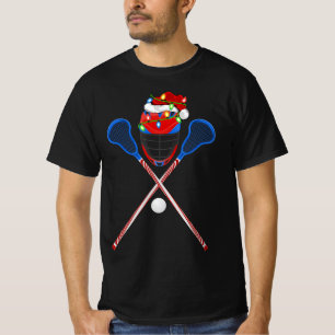 Lacrosse Sports Älskare Julafton Santa Hat Lacross T Shirt