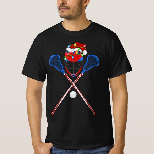 Lacrosse Sports Älskare Julafton Santa Hat Lacross T Shirt (Framsida)