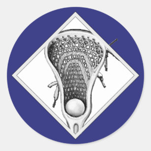 Lacrosse Sports Blue Classic Round Sticker Runt Klistermärke