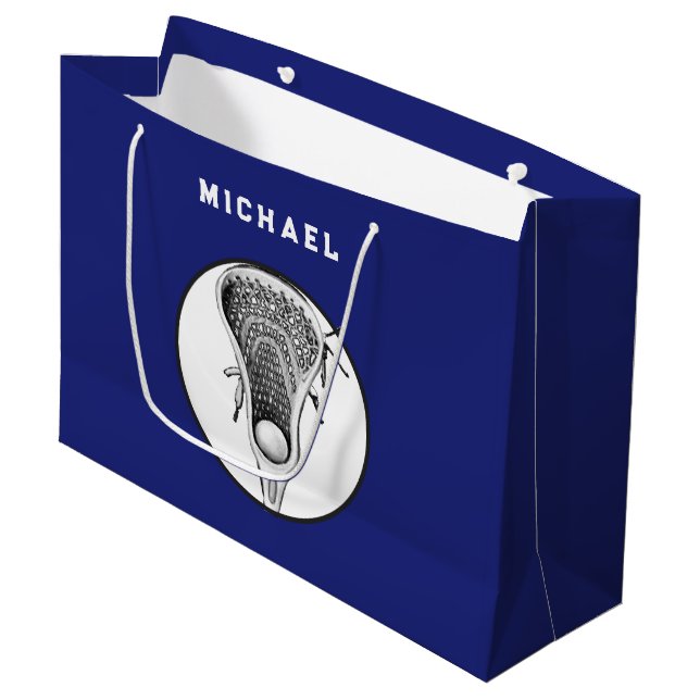 Lacrosse Sports Blue Large Gift Bag (Framsidan Vinklad)
