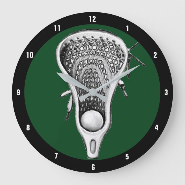 Lacrosse Sports Decor Stor Klocka (Framsida)