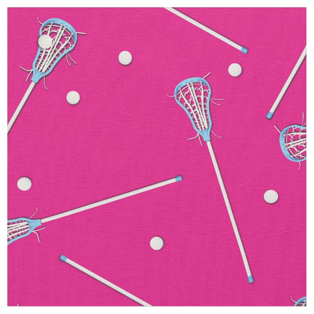 Lacrosse Sports Girls Rosa Decor Tyg (Närbild)