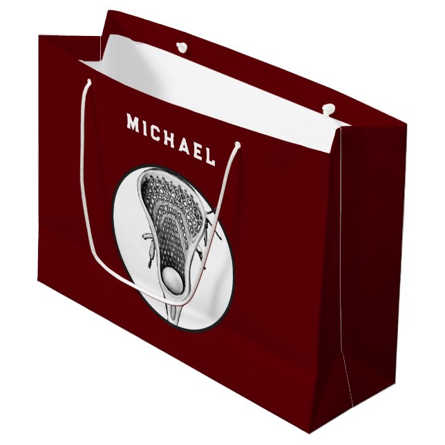Lacrosse Sports Maroon Large Gift Bag (Framsidan Vinklad)