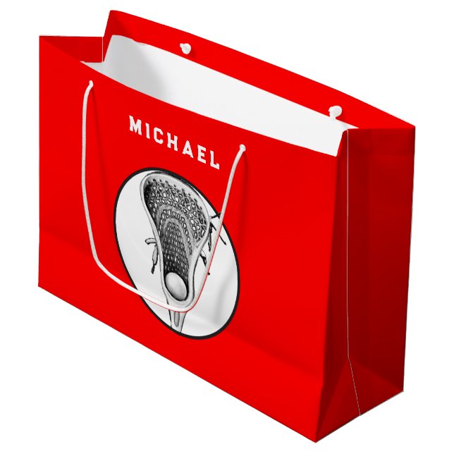 Lacrosse Sports Red Large Gift Bag (Framsidan Vinklad)