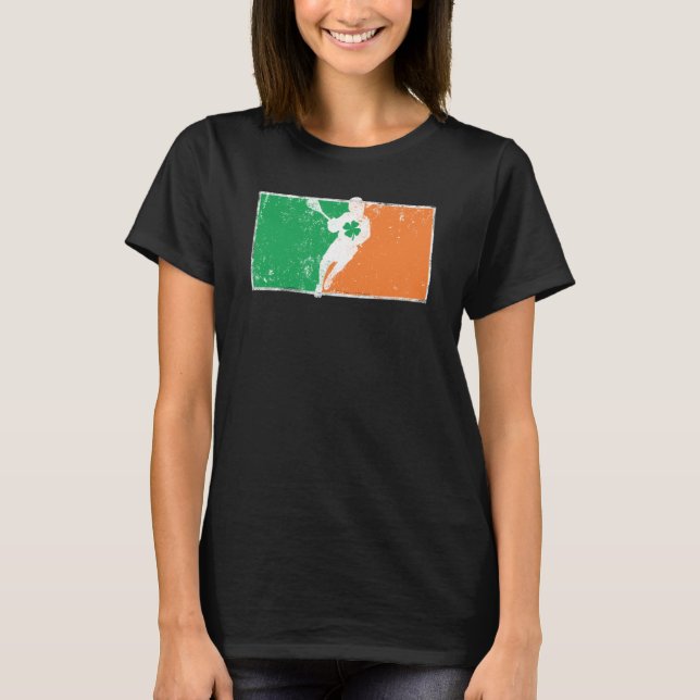 Lacrosse St Patrick's Day Irish Flag C Distressed T Shirt (Framsida)