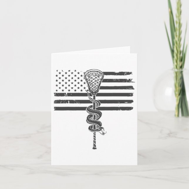 Lacrosse Stick and Arg Snake USA Flagga V Kort (Framsida)