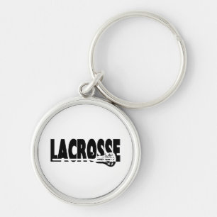 Lacrosse Stick Black and White Rund Silverfärgad Nyckelring
