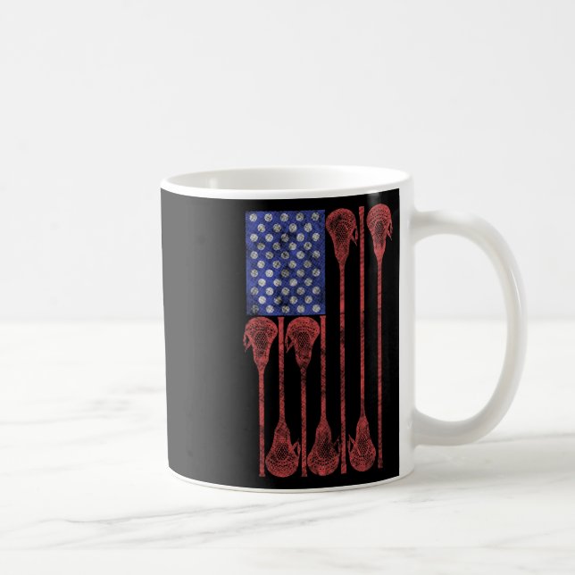 Lacrosse Stick Lax American Flagga Kaffemugg (Höger)