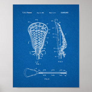 Lacrosse Stick Patent - blåkopia Poster