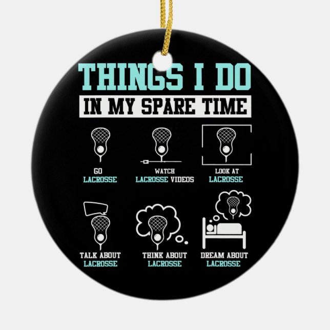 Lacrosse Stick Player LAX Sports Game Funny Julgransprydnad Keramik (Framsidan)