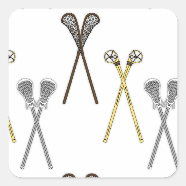 Lacrosse Sticks Fyrkantigt Klistermärke (Framsida)